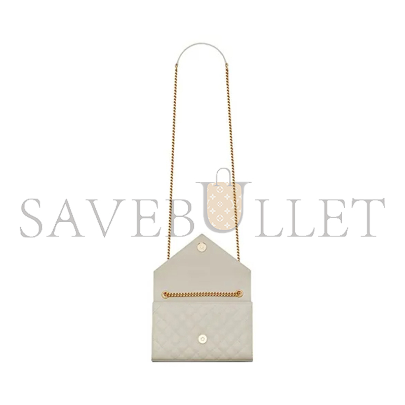 YSL ENVELOPE SMALL IN QUILTED GRAIN DE POUDRE EMBOSSED LEATHER 526286BOW919207 (21*13*6cm)